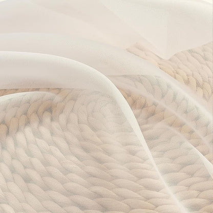 Chyhomenyc Cream Sheer Curtains 54 Inch Long 2 Panels, Short Voile Sheer Drapes - Image 6