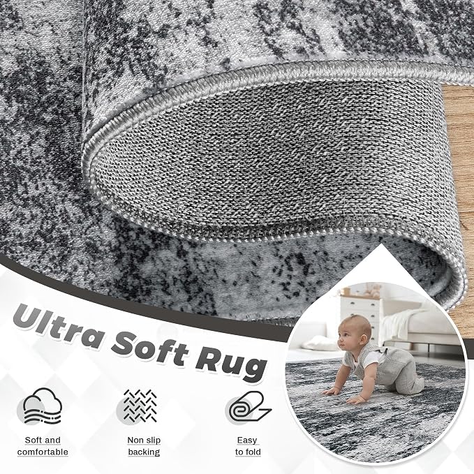 pmtsns Area Rugs 9x12 for Living Room: Washable Rug Modern Abstract Neutral - Image 4