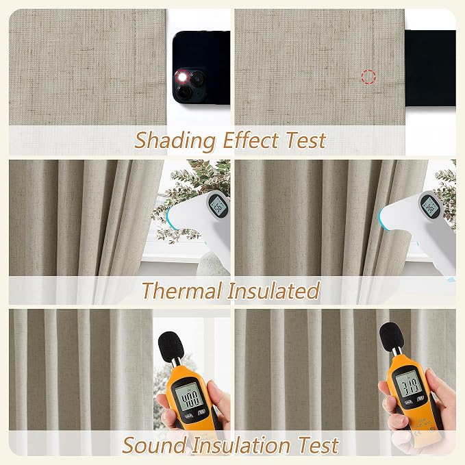 Extra Long 100% Blackout Linen Curtains - Image 5