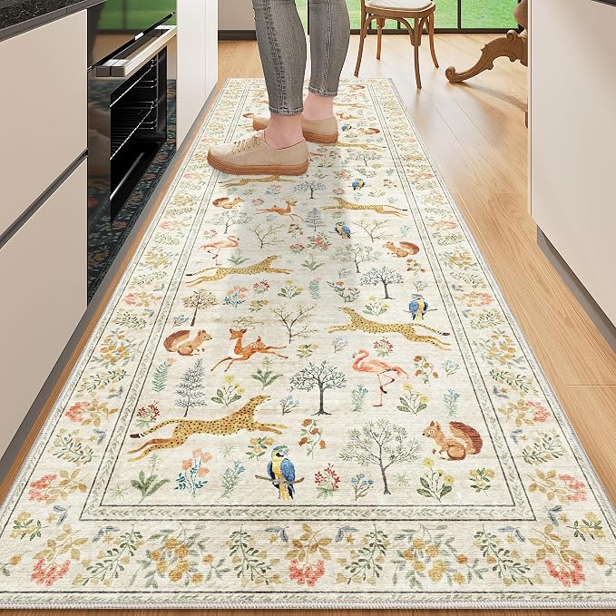 DUKINO 2x10 Kitchen Runner Rug, Soft Non Slip Animal Washable Rug, Non-Shedding by DUKINO