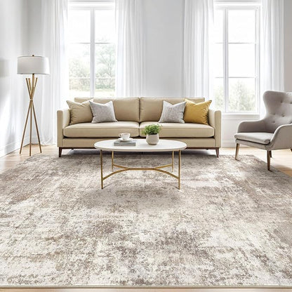 LOONGRUG 3x5 Rug Machine Washable Neutral Modern Soft Rug Brown Beige | Stain - Image 5