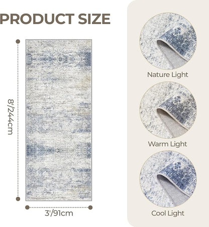 3x8 Runner Rug Non Slip, Washable Hallway Runner Rug, Nursery Room, Soft Runner - Image 2