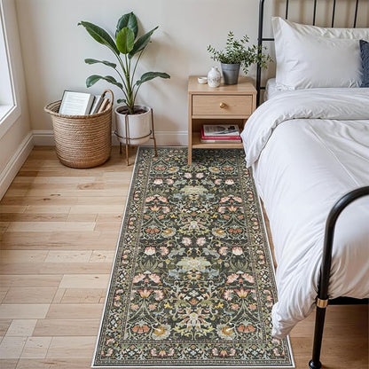3x6 Washable Hallway Area Rugs: Vintage Floral Entryway Kitchen Runner Rug - Image 2