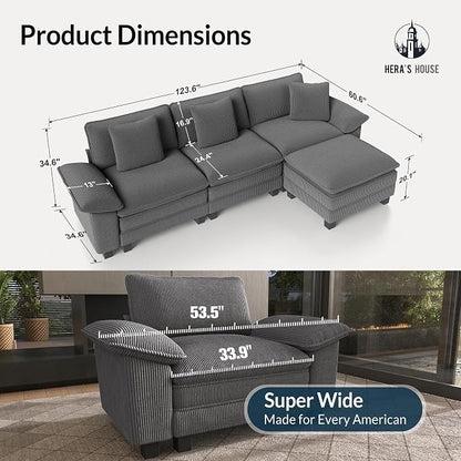 HERA'S HOUSE 124" Modular Sectional Sofa, Oversized L Shaped Couches - Image 2