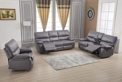 Betsy Furniture Microfiber Reclining Sofa Couch Set Living Room Set 8007 - Image 2