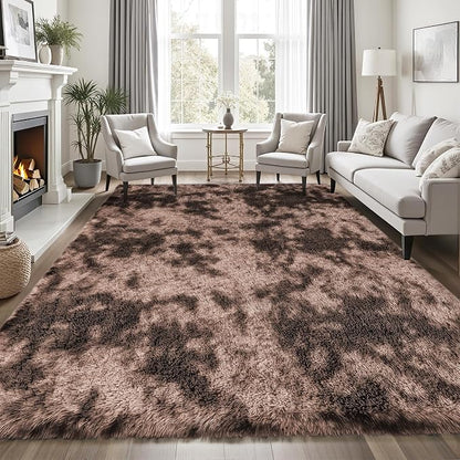 PLHXFR 8x10 Area Rug Living Room: Fluffy Bedroom Soft Shag Rug Coffee Brown | - Image 3