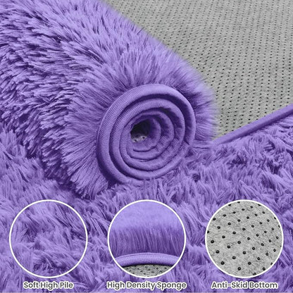8x10 Fluffy Shag Area Rugs for Living Room Bedroom: Soft Carpet Purple | - Image 6