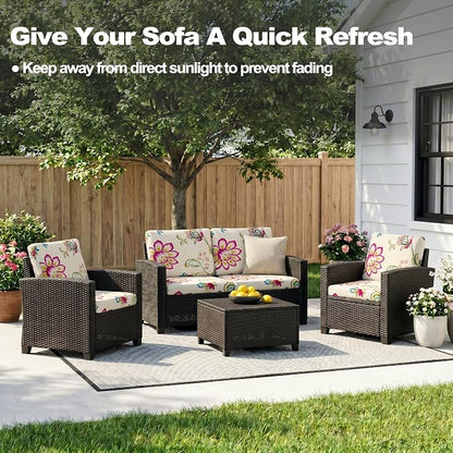CALBODE 12pcs Single Seat Floral Print Outdoor Sofa Cover, Waterproof Elastic - Image 5