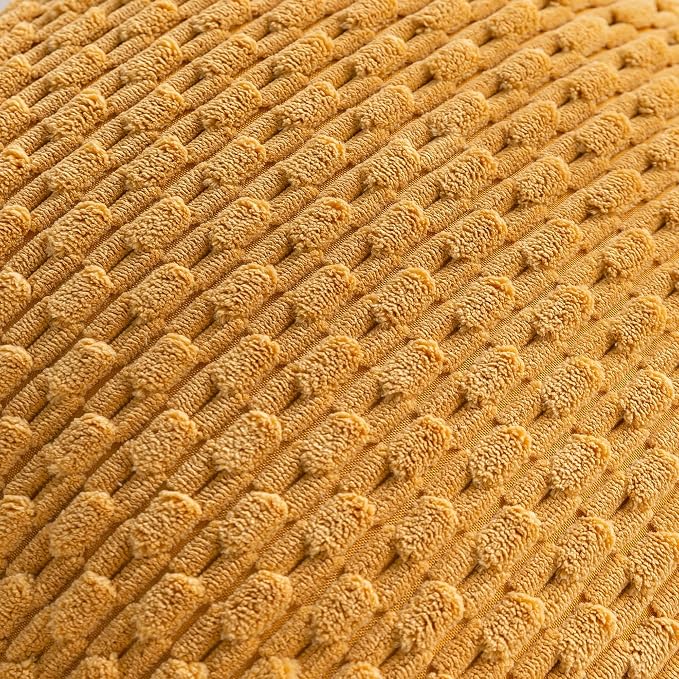 Set of 4 Mustard Yellow Decorative Throw Pillow Covers 12x20 Inch Corduroy - Image 5