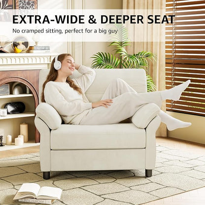 44.5" Oversized Accent Chair, Comfy Chenille Fabric Living Room Chairs - Image 3