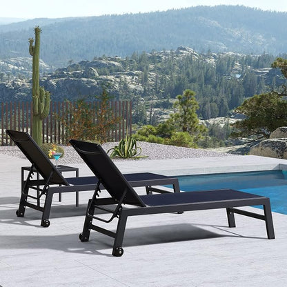 PURPLE LEAF Patio Chaise Lounge Set 2 Pieces Textilene Pool Lounge Chairs - Image 4