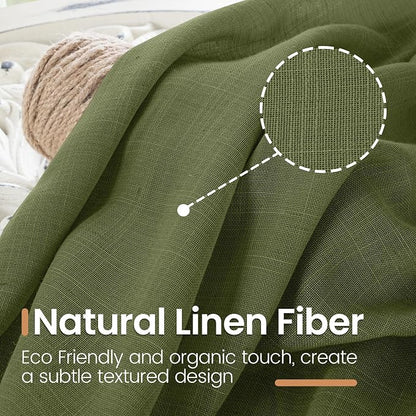 BGment Olive Green Linen Curtains 63 Inches Long - Image 3