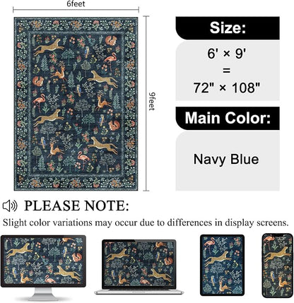 DUKINO 6x9 Area Rug, Washable Animal Living Room Rug Non Slip, Low Pile - Image 2