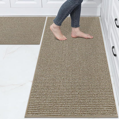 BEQHAUSE Kitchen Rugs and Mats 2PCS Non-Slip, Light Beige | Kitchen Mats by BEQHAUSE