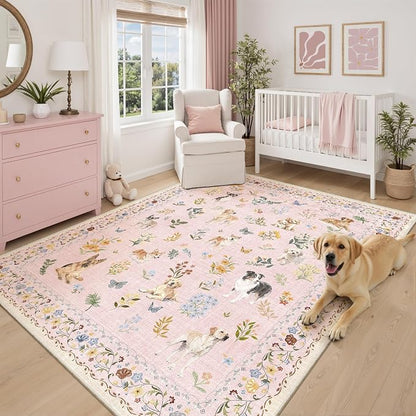 Soalmost Dog 8x10 Pink Area Rugs by Soalmost