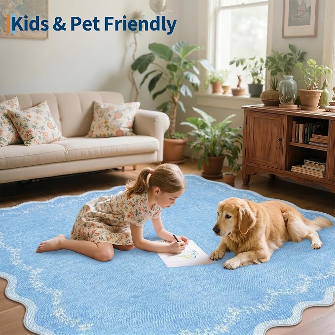 GarveeHome 2x6 Scalloped Washable Runner Rug Non Slip Hallway Kitchen Rug | - Image 7