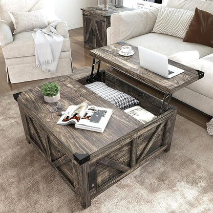 jimeimen Farmhouse Lift Top Coffee Table by jimeimenFurniture