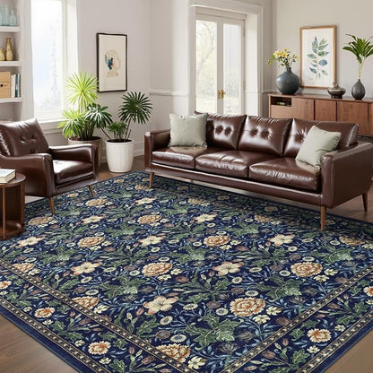 GarveeHome Washable Area Rug 6x9, Soft Vintage Floral Bedroom Rug Non Slip Low - Image 8