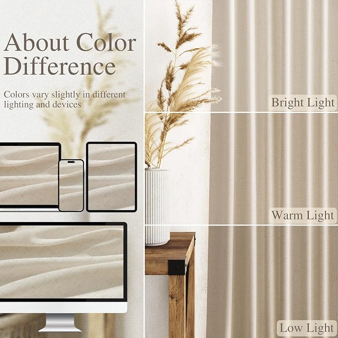 Birch Beige Linen Curtains 80 Inch Length - Image 3