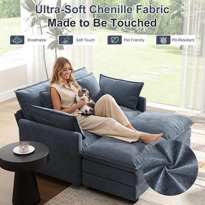 58" Cloud Couch Loveseat, Deep Seat Modular Sectional Sofa - Image 3