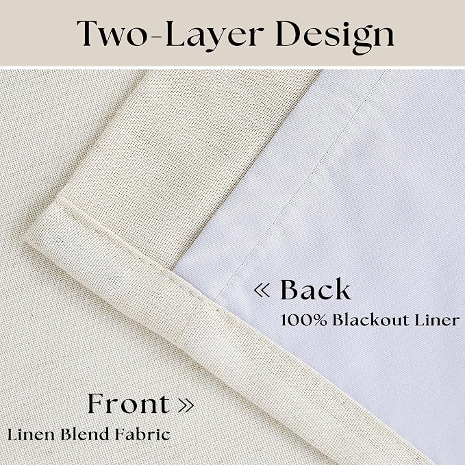 Natural Cream Pinch Pleated 100% Blackout Curtains 95 Inches Long | Double - Image 4