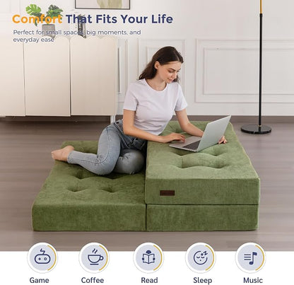 MAXYOYO 6" Folding Sofa Bed for Floor, Tufted Tri-Fold Floor Mattress - Image 6