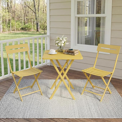 GarveeTech 3-Piece Folding Bistro Set, Heavy Duty Outdoor Patio Furniture - Image 5