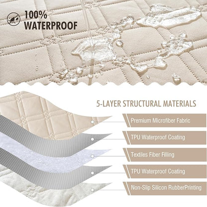 Genina Waterproof Couch Cover, Washable Anti-Slip 86.6 inch Sofa Covers - Image 5