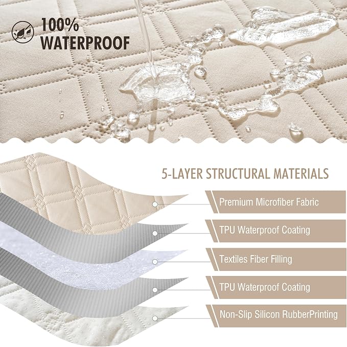 Genina Waterproof Couch Cover, Washable Anti-Slip 67 inch Sofa Covers - Image 5