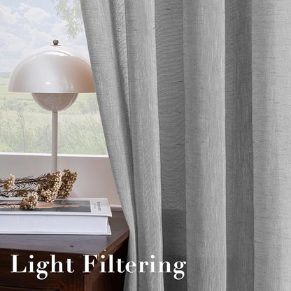H.VERSAILTEX Linen Curtains Natural Linen Semi-Sheer Curtains 2 Panels Nickel - Image 5