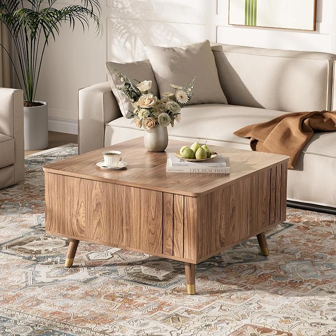 JOINICE Walnut Lift Top Coffee Table - Image 7