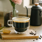 BTaT- Stackable Insulated Coffee Mugs, 4 Pack 16 oz(500 ml), Ideal for Hot and Cold Drinks, Stackable Cappuccino Cups, Double Wall Glass Coffee Cups, Tea Cups, Latte Cups, Beer Glasses, Latte Mug