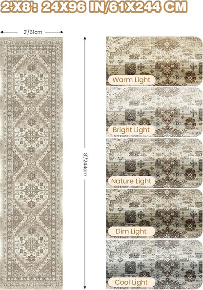 Runner Rug 2x8 Runners for Hallways Non Slip Washable Rugs, Low Pile Soft - Image 2