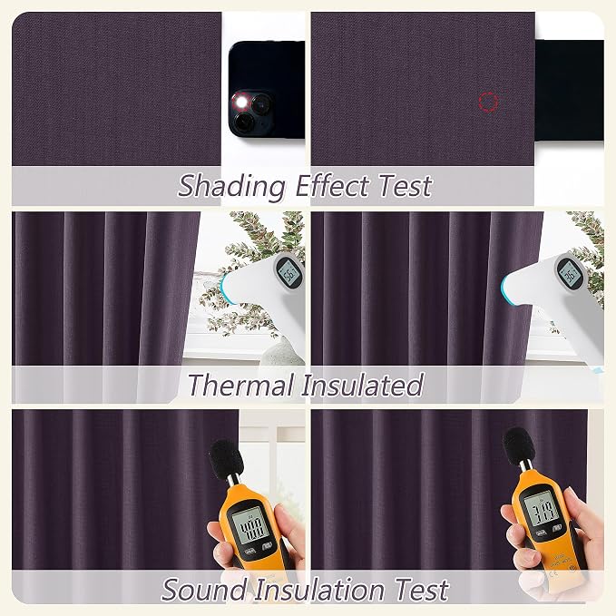 100% Blackout Curtains 96 Inch Length 2 Panels Set - Image 5