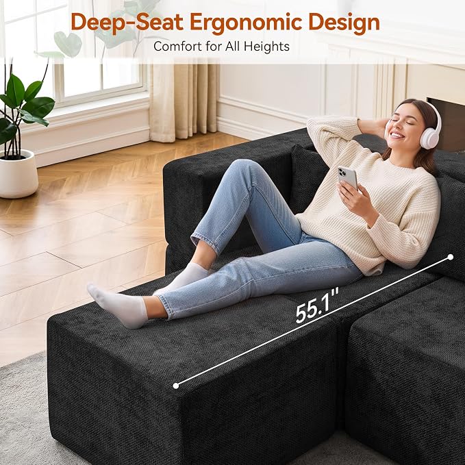 MONVANE Modular Sectional Sofa, Oversized 12 Seat Convertible U Shaped Couch - Image 6