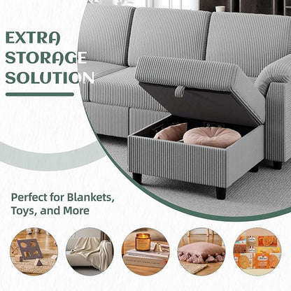 Vongrasig Convertible Sectional Couches Sofa, 3 Seat L Shaped Sofa - Image 5