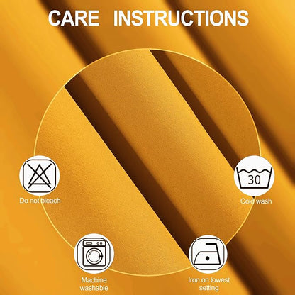 Yellow Blackout Curtains 66 x 63 Inch Length/Set of 2 Curtain Panels/Thermal - Image 4