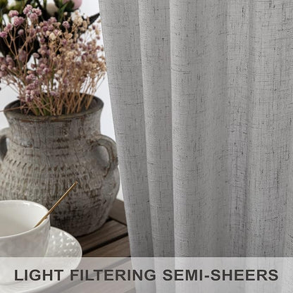 60 Inch Wide Curtains Grey for Living Room 2 Panels Set Back Tab Pocket Drape - Image 4