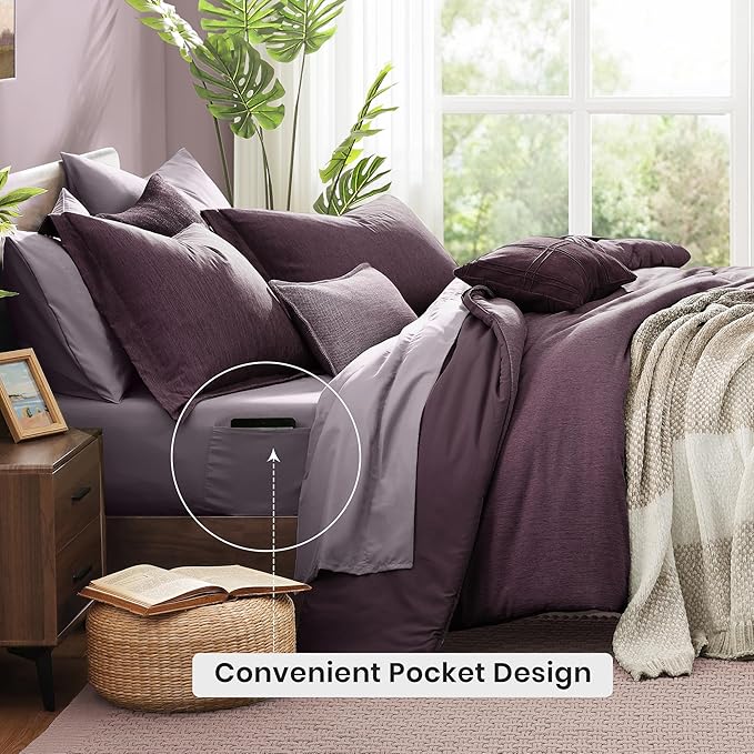 Monbix Super King Comforter Set, Italian Plum Cationic Dyeing Bedding Set - Image 4