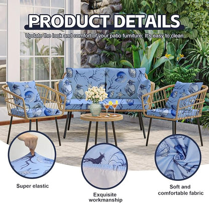8Pcs Patio Cushion Covers, Outdoor Stretch Cushion Covers, Washable | Stretch - Image 3