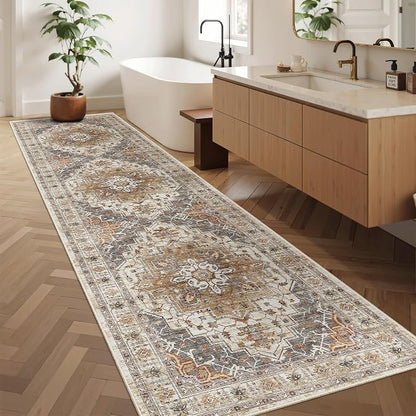 Madane Hallway Runner Rug 2'6''x10' Kitchen Runners Vintage, Turmeric/Grey | - Image 4