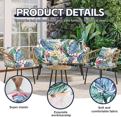 8Pcs Patio Cushion Covers, Outdoor Stretch Cushion Covers, Washable | Stretch - Image 3