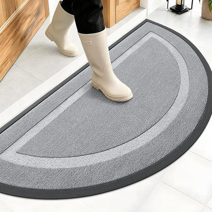 OLANLY Half Circle Front Door Mat Outside 47x23 All-Season Rubber Doormat | Ash by OLANLY