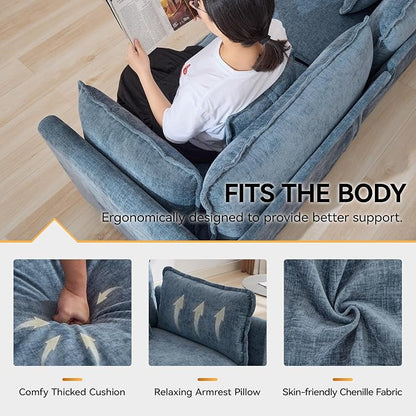 76'' Cloud Deep Seat Loveseat Sofa, Upholstered Chenille Modular 2-Seats - Image 4