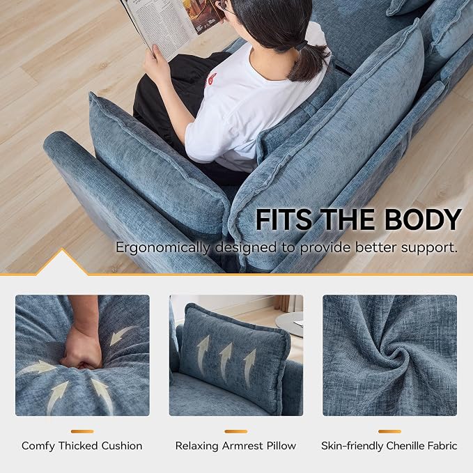 111'' Sectional Cloud Deep Seat Couch, Modern Comfy Chenille Modular Sectional - Image 4