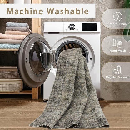 Green Brown 8x10 Washable Area Rugs - Image 4