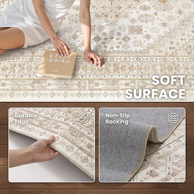 2'6 x 10' Runner Rug Non Slip, Washable Kitchen Rugs, Living Room, Long Rug - Image 5