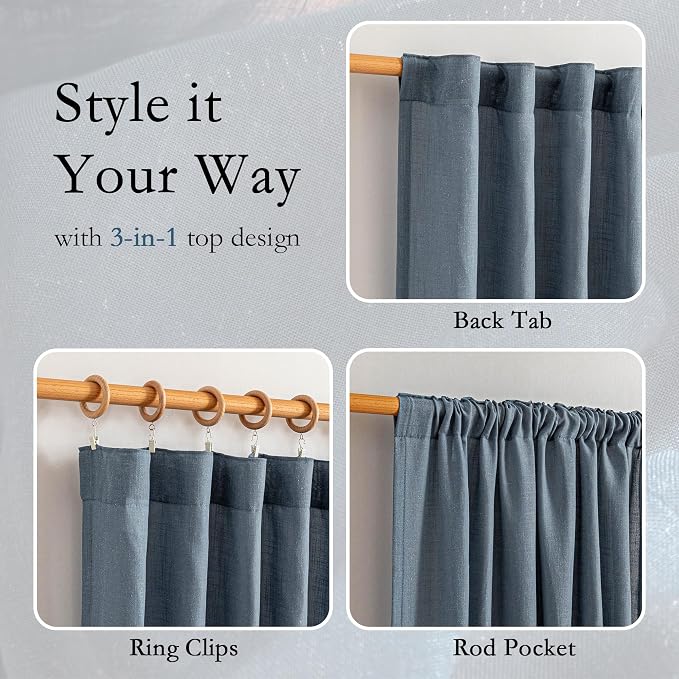 MYSKY HOME Curtains for Living Room 84 Inches Long Semi Sheer Light Filtering - Image 3