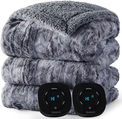 Bedsure Faux Fur Electric Blanket Queen Size, Dual Control Heated Blanket Queen by Unknown