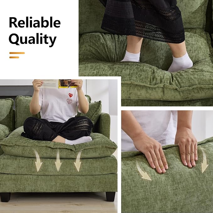 111'' Sectional Cloud Deep Seat Couch, Modern Comfy Chenille Modular Sectional - Image 5